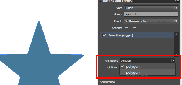 animation menu shows animated object on current page