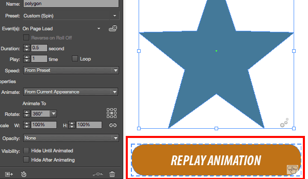 trigger button selected
